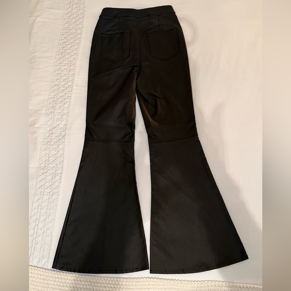 C&V Chelsea & Violet, Coated Flare Leg Black pants - Picture 7 of 13